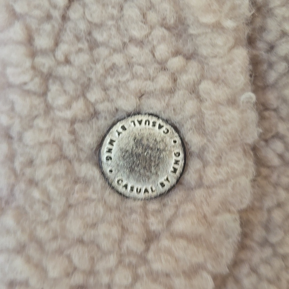 Mango MNG Casual Cozy Tan Sherpa Button Down Teddy Bear Jacket - Picture 2 of 11